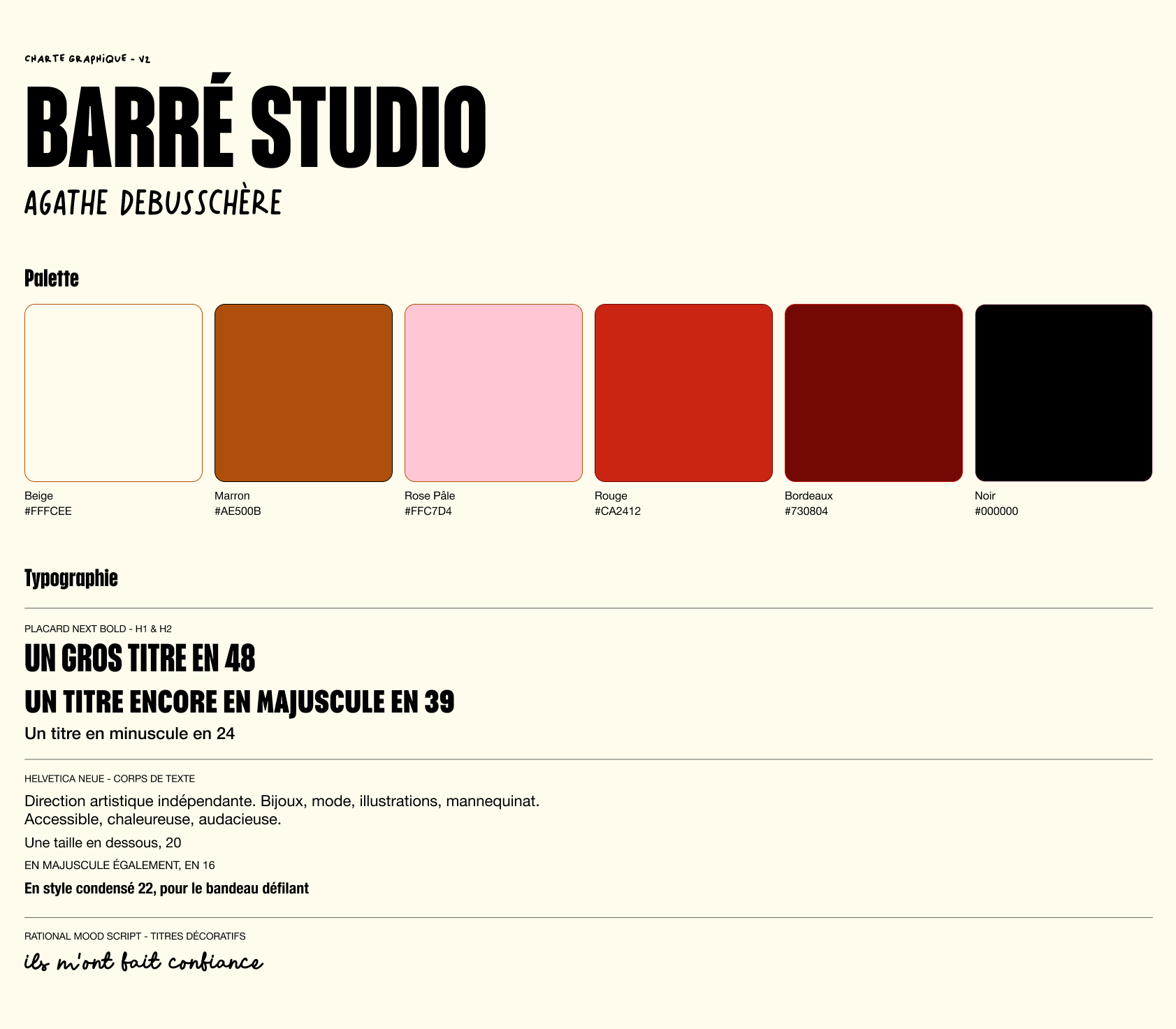 Charte graphique V2 — nouvelle palette et composants pour Barré Studio