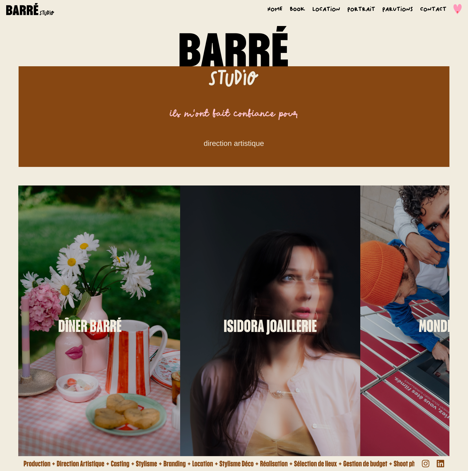 Page d'accueil — V1 de Barré Studio