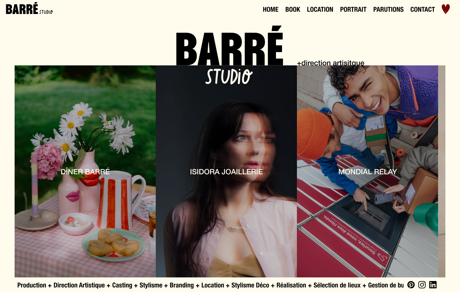 Aperçu du site Barré Studio V2 — page d'accueil