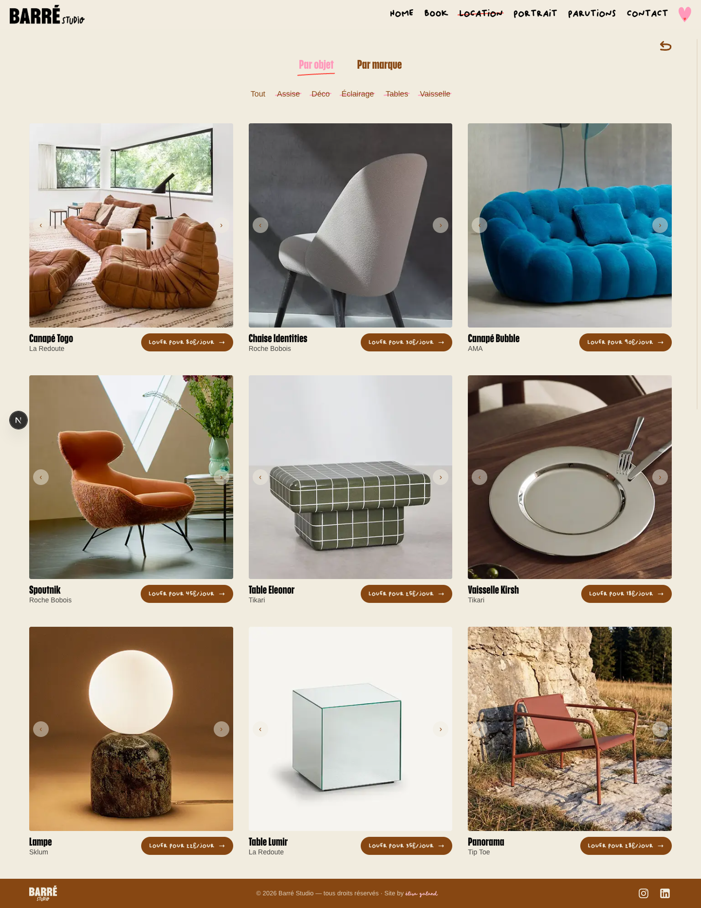 Page Location — V1 de Barré Studio