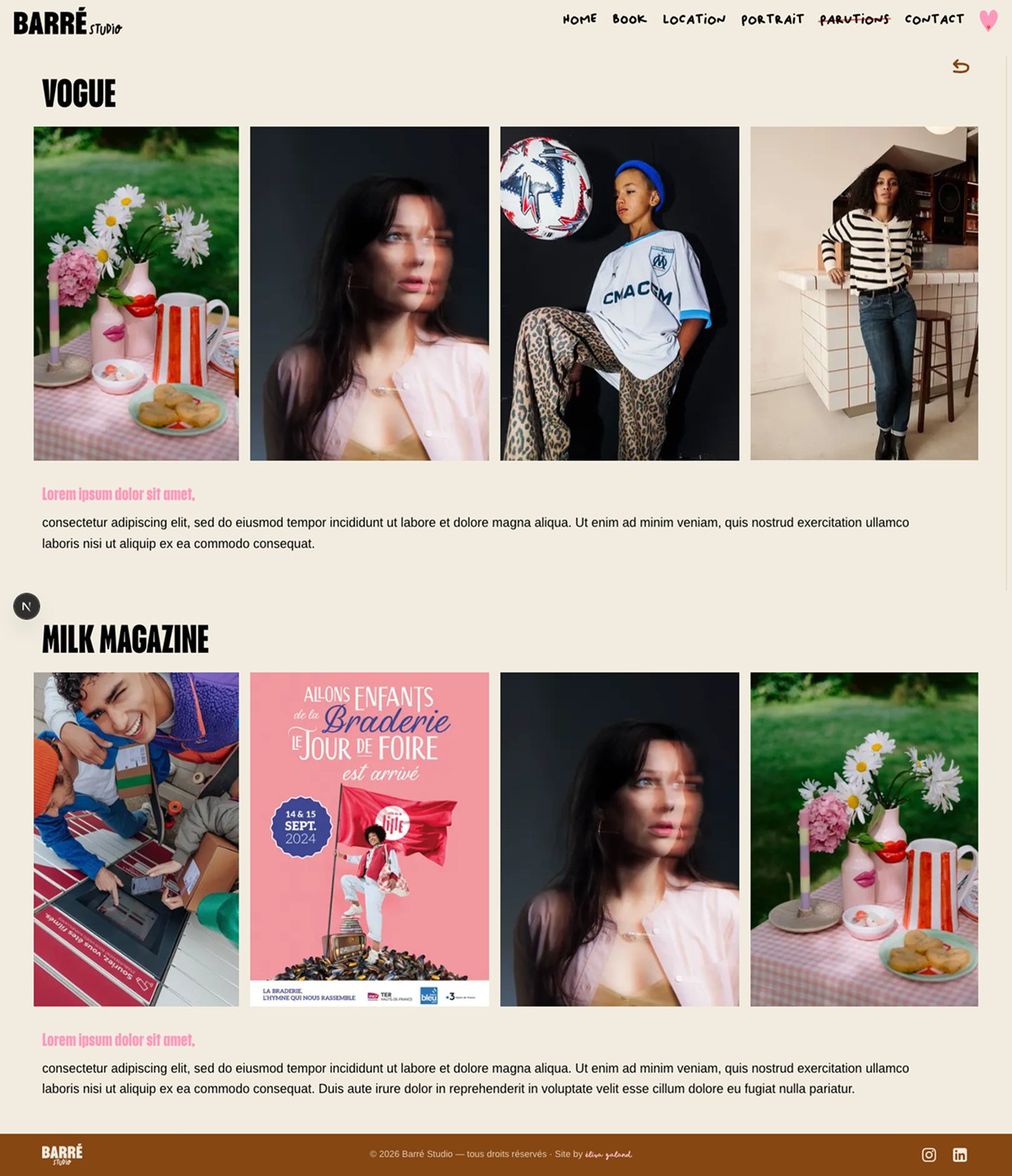 Page Parutions — V1 de Barré Studio
