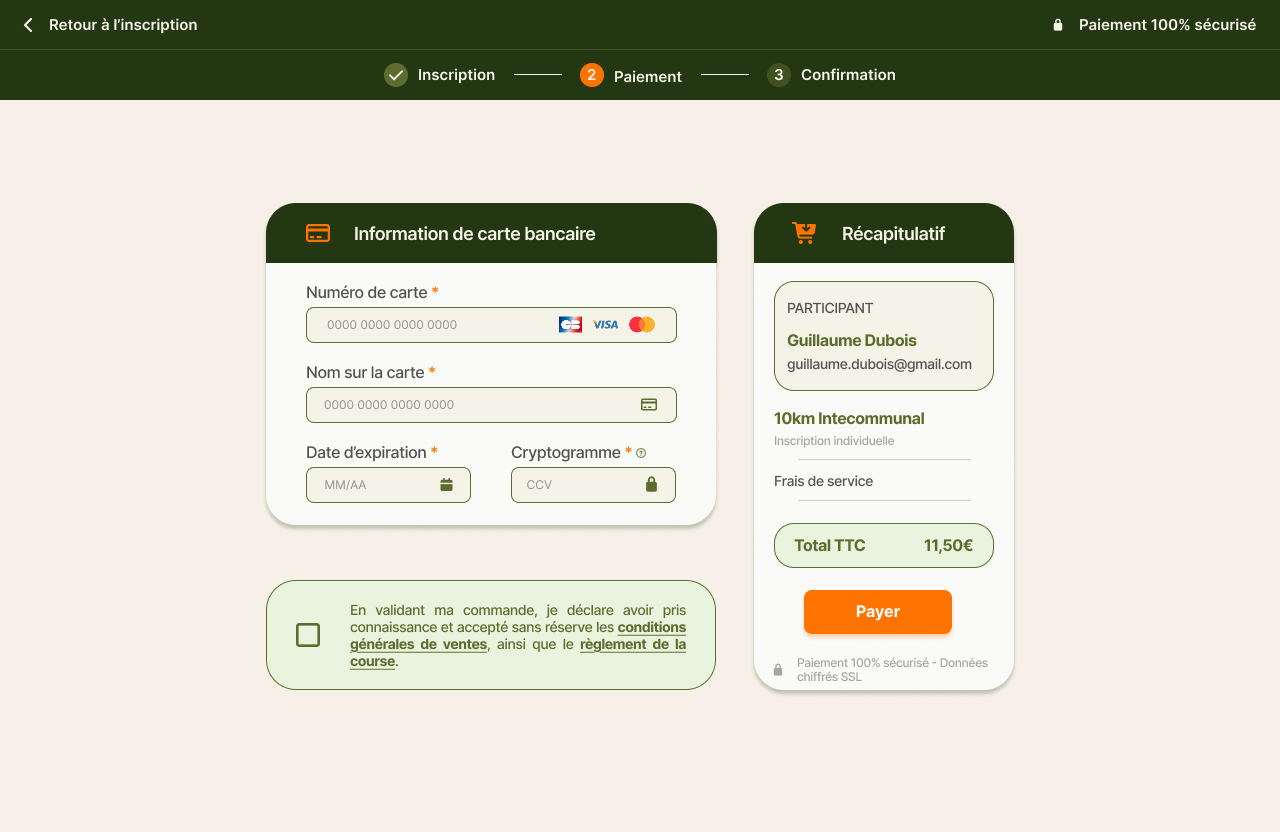 Daily UI Challenge #2 — Credit card checkout for Chemins du Mélantois