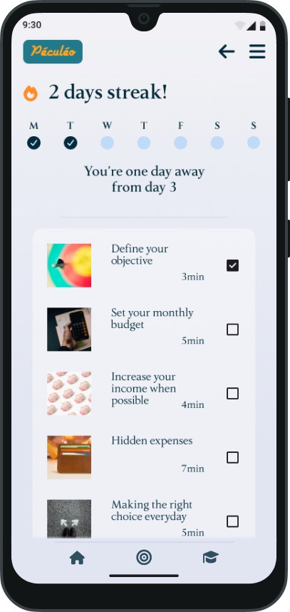 Péculéo financial lessons page