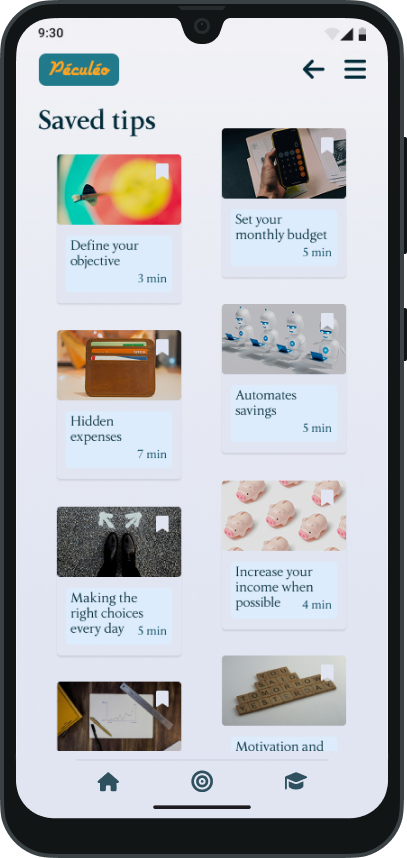 Péculéo saved tips page